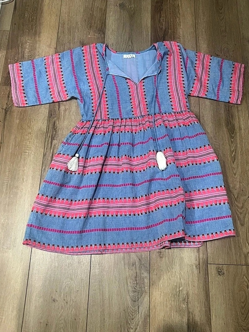 THML Women’s Small Striped Casual Dress in Blue & Pink